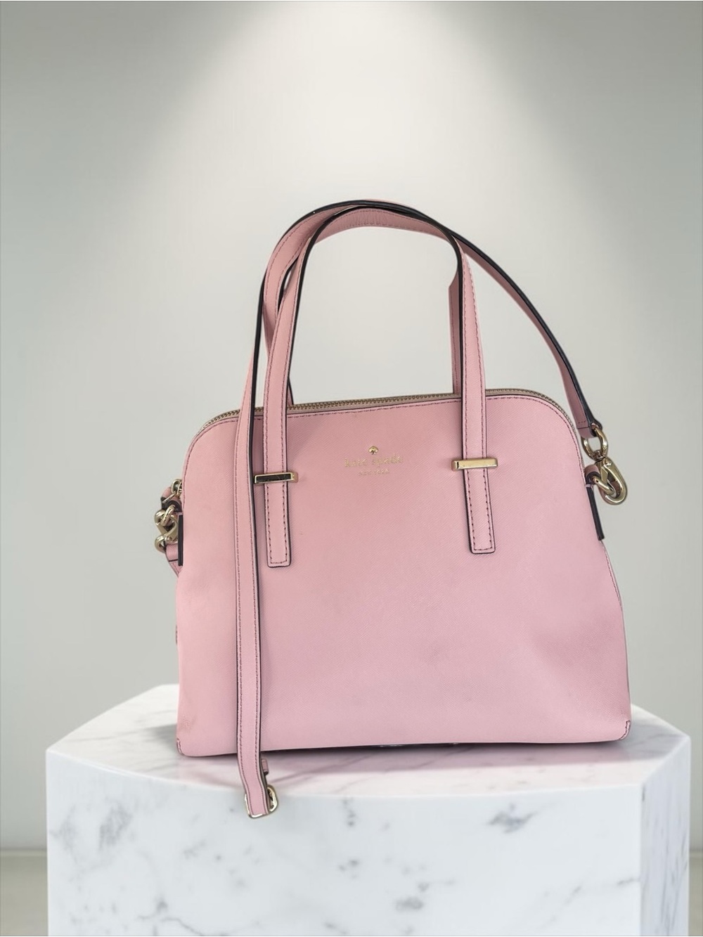 Kate Spade Cedar Street Maise Pale Pink Leather Satchel Crossbody Bag